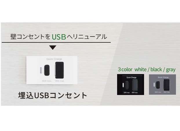 壁コンセントをUSBに変更できる埋め込み型アイテム